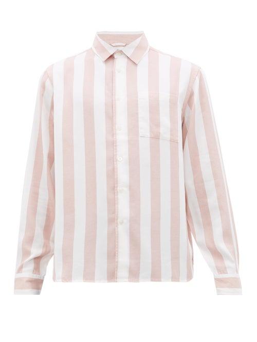 Matchesfashion.com Saturdays Nyc - Perry Candy Striped Patch Pocket Lyocell Shirt - Mens - Pink White