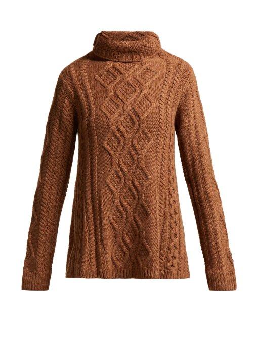 Matchesfashion.com Queene And Belle - Hester Cable Knit Cashmere Sweater - Womens - Brown