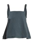Matchesfashion.com Cecilie Copenhagen - Lana Tie Shoulder Scarf Jacquard Cotton Top - Womens - Mid Blue