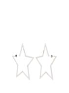 Matchesfashion.com Saint Laurent - Brushed Star Hoop Earrings - Womens - Silver