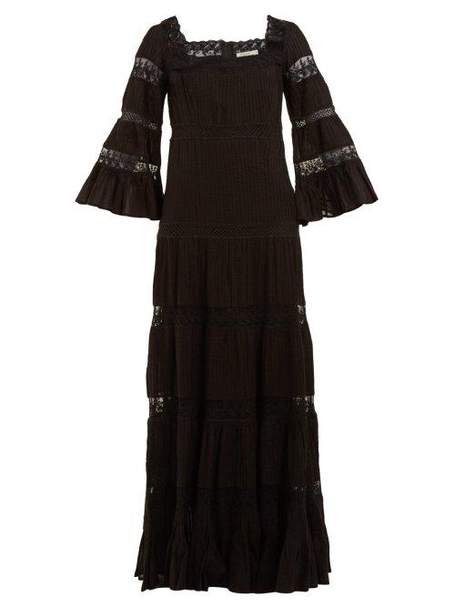 Matchesfashion.com Mes Demoiselles - Havilland Pintucked Cotton Maxi Dress - Womens - Black