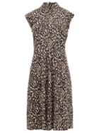 Matchesfashion.com La Doublej - Bon Ton Leopard Print Frill Sleeve Dress - Womens - Leopard