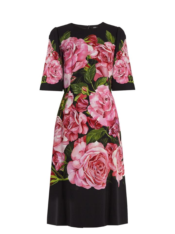 Dolce & Gabbana Rose-print Crepe Dress