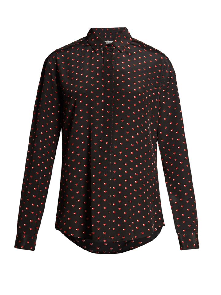 Saint Laurent Heart-print Silk Shirt