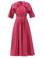 Matchesfashion.com Roksanda - Stella Pleated Cotton-poplin Midi Dress - Womens - Pink
