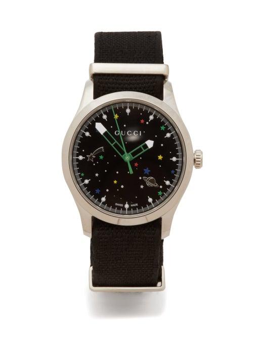 Gucci - G-timeless Stainless-steel & Gg-jacquard Watch - Mens - Black