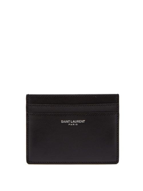 Mens Accessories Saint Laurent - Logo-print Leather Cardholder - Mens - Black
