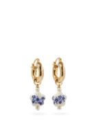 Matchesfashion.com Shrimps - Susi Ceramic-flower Hoop Earrings - Womens - Blue White