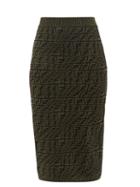 Ladies Rtw Fendi - Ff Vertigo-jacquard Knit Pencil Skirt - Womens - Green