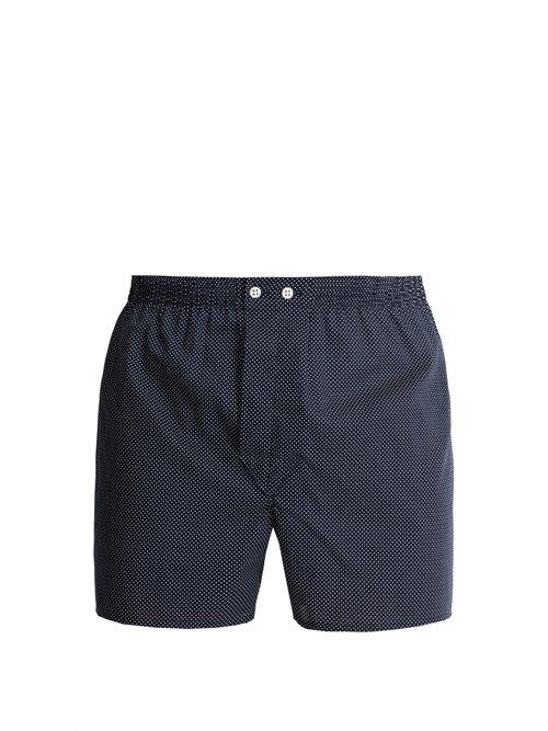 Matchesfashion.com Derek Rose - Pin Dot Cotton Boxer Shorts - Mens - Navy Multi