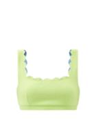 Matchesfashion.com Marysia - Palm Springs Scalloped-edged Bikini Top - Womens - Light Green