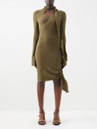 Petar Petrov - Artis Tie-neck Silk-blend Crepe Midi Dress - Womens - Light Khaki