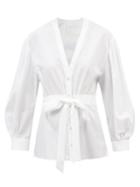 Erdem - The Robe Floral-jacquard Cotton-poplin Shirt - Womens - White