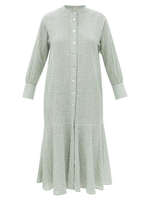 Belize - Layla Buttoned Cotton-blend Midi Shirt Dress - Womens - Green White