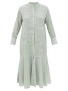 Belize - Layla Buttoned Cotton-blend Midi Shirt Dress - Womens - Green White