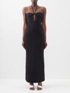 Staud - Bardot Halterneck Jersey Midi Dress - Womens - Black