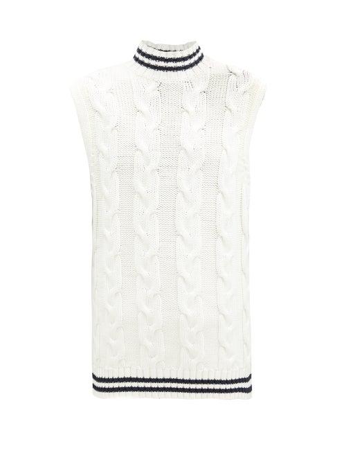 Matchesfashion.com Ganni - Cable-knit Cotton-blend Sleeveless Sweater - Womens - Ivory