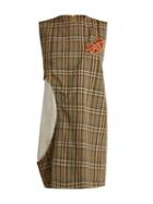 Matchesfashion.com Toga - Bead Embellished Cut Out Sleeveless Checked Dress - Womens - Brown Multi