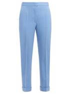 Matchesfashion.com Stella Mccartney - Straight Leg Cropped Wool Trousers - Womens - Light Blue
