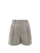 Matchesfashion.com Racil - Max High-rise Herringbone-wool Shorts - Womens - Grey