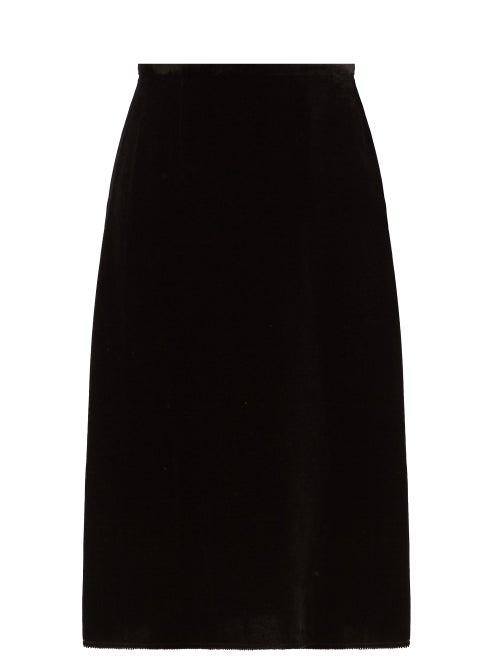 Joseph - Sabra Velvet Midi Skirt - Womens - Black