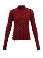 Stella Mccartney - Spiked-knit High-neck Sweater - Womens - Burgundy