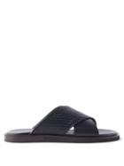 Zegna - Baleari Crossover-strap Leather Slides - Mens - Black