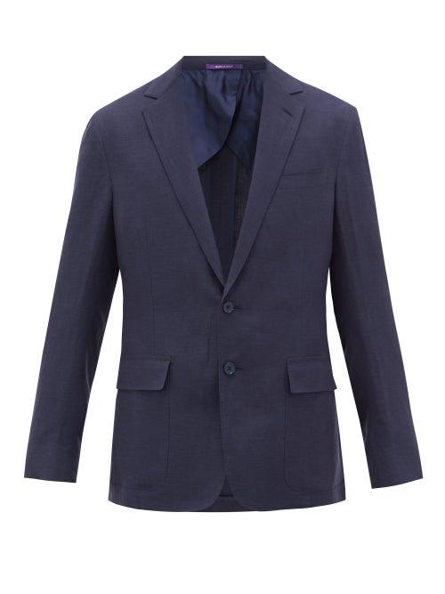 Matchesfashion.com Ralph Lauren Purple Label - Single-breasted Silk-blend Suit Jacket - Mens - Navy