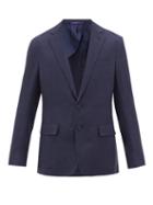 Matchesfashion.com Ralph Lauren Purple Label - Single-breasted Silk-blend Suit Jacket - Mens - Navy