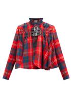 Matchesfashion.com Noir Kei Ninomiya - Buckle-strap Tartan Wool-blend Jacket - Womens - Red Multi