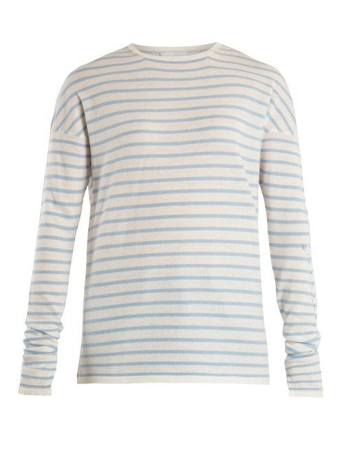 Matchesfashion.com Barrie - Thistle Striped Cashmere Sweater - Womens - Blue White