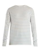 Matchesfashion.com Barrie - Thistle Striped Cashmere Sweater - Womens - Blue White