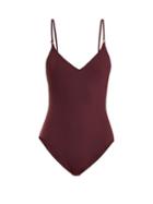 Matchesfashion.com On The Island - Asterias V Neck Swimsuit - Womens - Burgundy