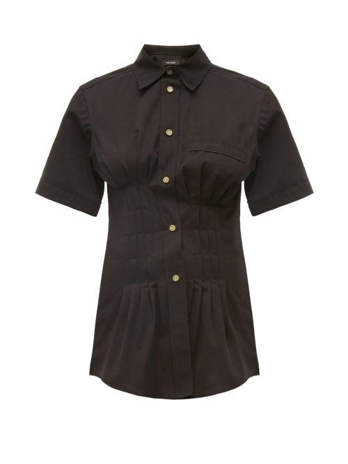Matchesfashion.com Isabel Marant - Gramy Pleated Cotton Canvas Shirt - Womens - Black