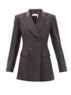 Matchesfashion.com Chlo - Double-breasted Longline Wool-blend Blazer - Womens - Dark Grey