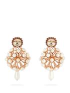 Matchesfashion.com Erdem - Crystal Embellished Rose Gold Tone Drop Earrings - Womens - Pearl