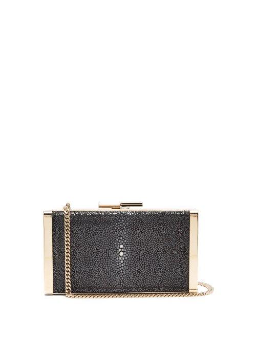 Matchesfashion.com Jimmy Choo - J Box Stingray Leather Clutch - Womens - Black White