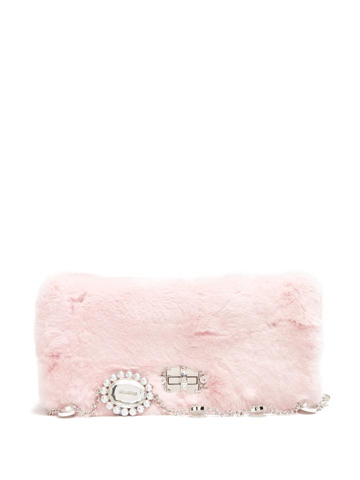 Miu Miu Crystal-embellished Fur Clutch