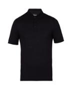 Matchesfashion.com Giorgio Armani - Short Sleeved Virgin Wool Polo Shirt - Mens - Navy