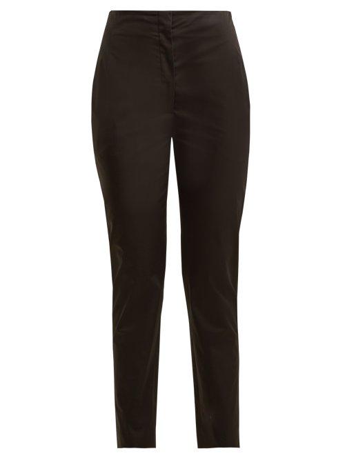 Matchesfashion.com The Row - Vivienne High Rise Slim Leg Cotton Trousers - Womens - Black