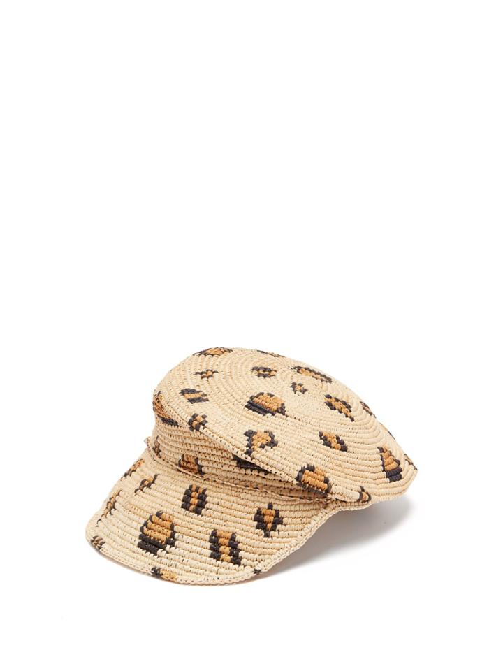 Sensi Studio Leopard Straw Biker Hat