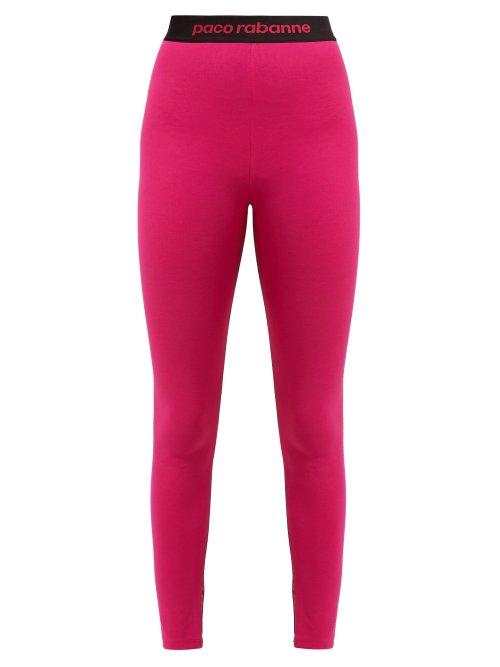 Matchesfashion.com Paco Rabanne - Logo Jacquard Leggings - Womens - Pink