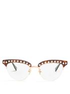 Gucci Cat-eye Faux-pearl Embellished Acetate Glasses