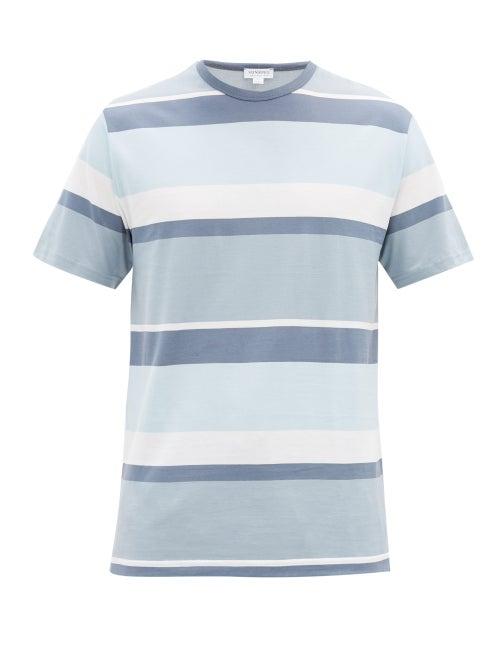 Matchesfashion.com Sunspel - Striped Cotton-jersey T-shirt - Mens - Blue Multi