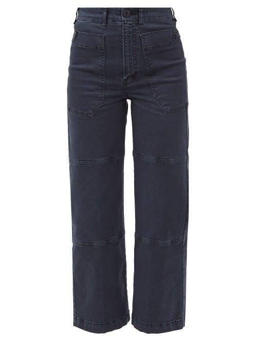 Frame - Cropped Cotton-blend Utility Trousers - Womens - Navy