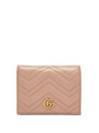 Matchesfashion.com Gucci - Gg Marmont Bi-fold Quilted-leather Cardholder - Womens - Nude