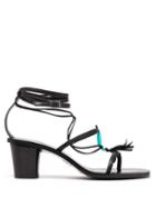 Matchesfashion.com Lvaro - X Kim Hersov Beaded Leather Sandals - Womens - Black Blue