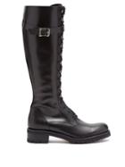 Matchesfashion.com Rupert Sanderson - Duncan Lace Up Knee High Leather Boots - Womens - Black