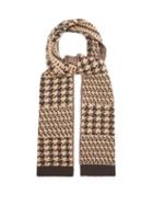 Matchesfashion.com Allude - Houndstooth Knitted Wool Blend Scarf - Womens - Brown