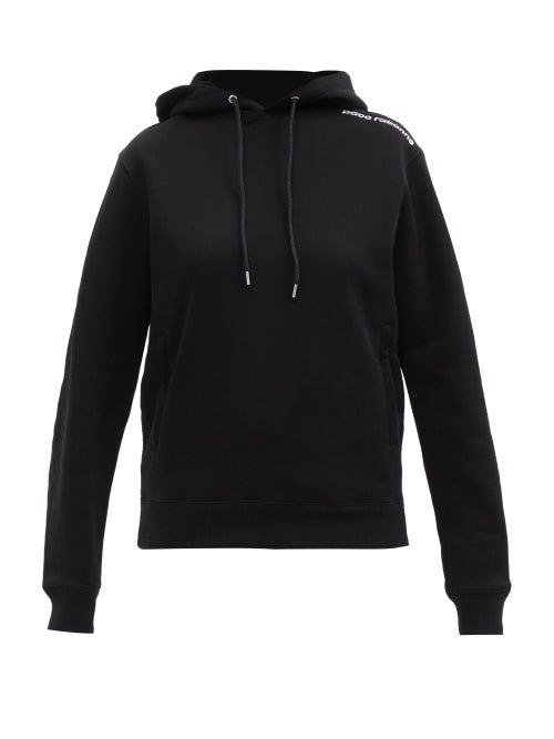 Ladies Activewear Paco Rabanne - Logo-print Cotton-jersey Hooded Sweatshirt - Womens - Black